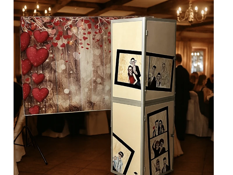 atrakcja weselna - Fotobudka na weselu na Podkarpaciu – goście pozują z zabawnymi gadżetami