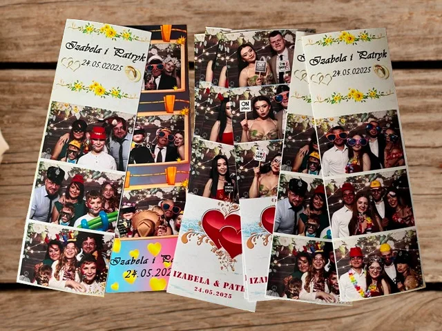 zdjęcia z fotobudki jako pamiątka dla gości na weselu