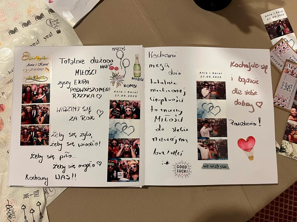 Fotobudka i księga gości na weselu – zdjęcia gości jako pamiątka